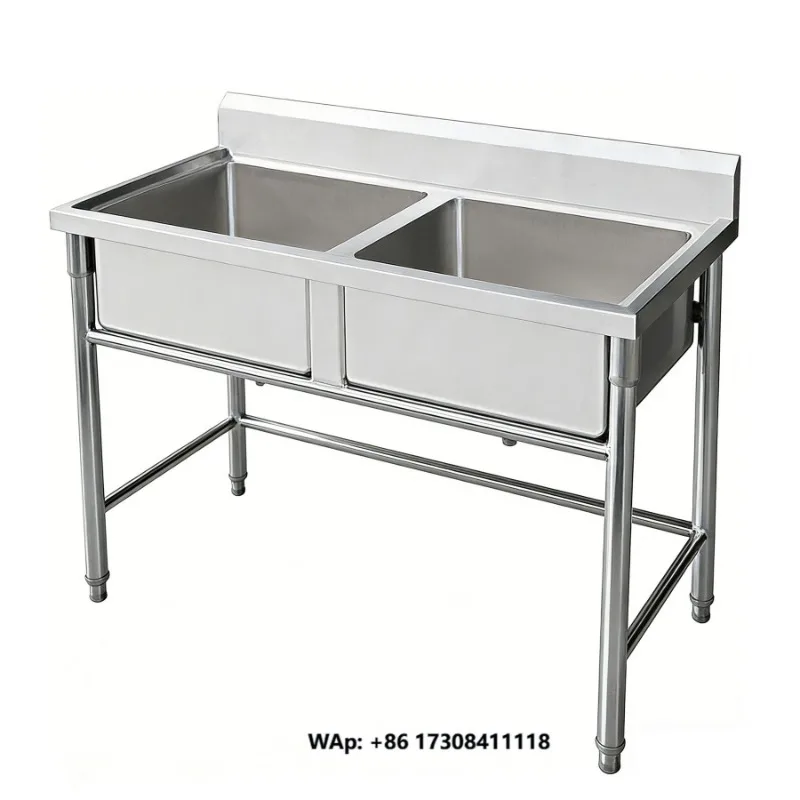 Stainless Steel Washing Pool with Backsplash Modern Design Rectangular Bowl 2-Year Warranty for Restaurant and Hotel Kitchens