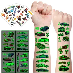 Race Car Luminous Tattoos For Kids Racecar Birthday Temporary Tattoo Sticker Glow In The Dark Tattoos Racing car Birthday Party