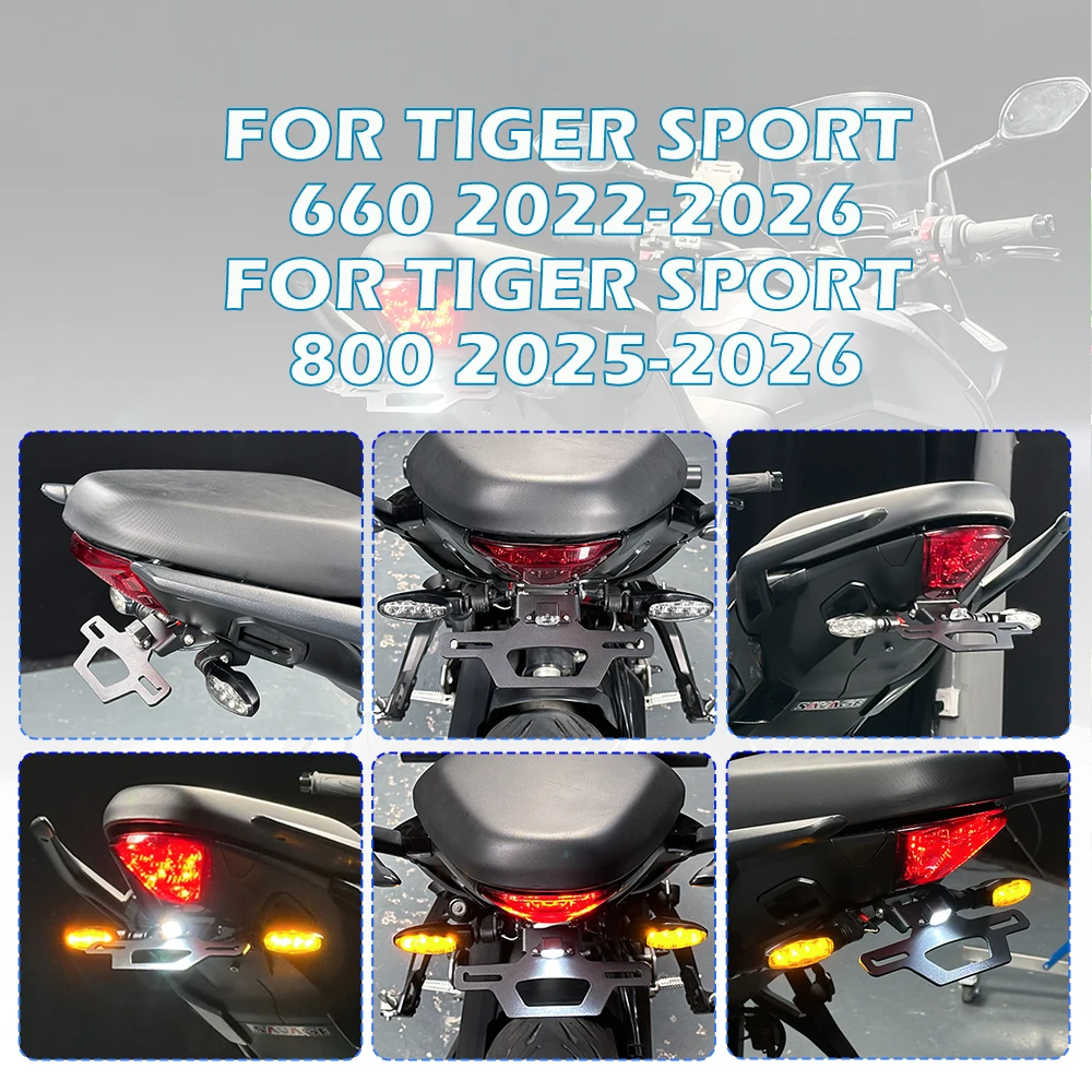 

For Tiger Sport 660 Tigersport 800 Tail Tidy Fender Eliminat Registration Frame LED License Plate Bracket Holder Kit 2022-2026