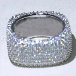 Huitan Bling Bling Cubic Zirconia Women's Rings Geometric Square Band Design Luxury Fashion Female Ring for Party New Jewelry