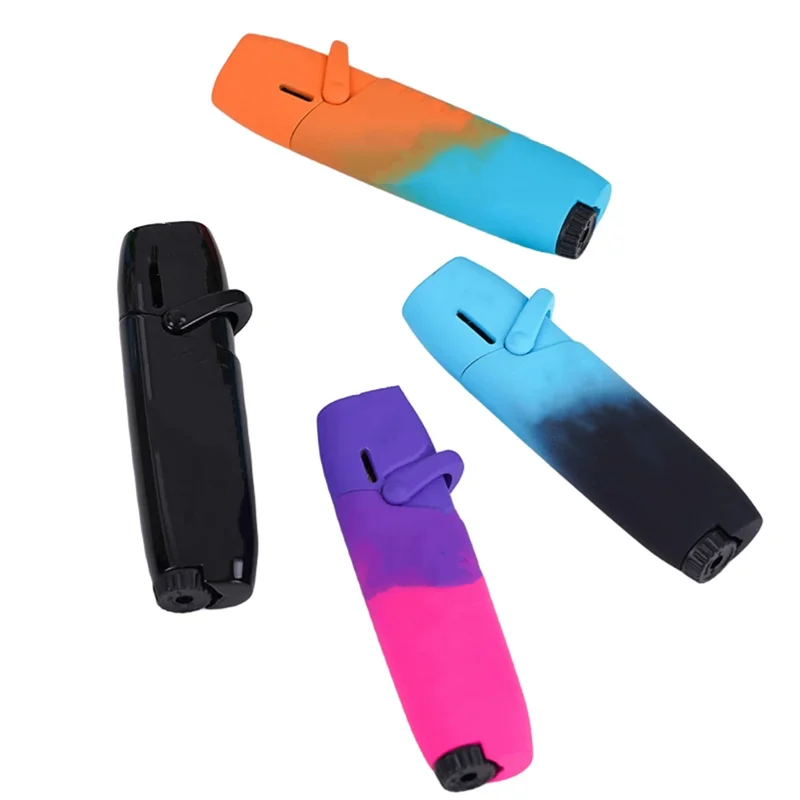 Metal Joystick Gradient Inflatable Lighter Outdoor Windproof Pink Flame Jet Butane Gas Lighter for Men and Women Smoking Gift