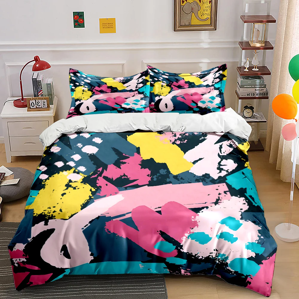 Abstract Colorful Graffiti Art Design Print Soft Comfortable Duvet Cover Bedding Set Included 1*Duvet Cover  2*Pillowcases
