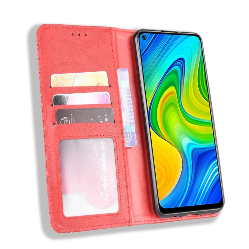 Luxury Retro Magnetic Leather Flip Cover For Xiaomi Redmi Note 9 Global Case Book Wallet Card Stand Soft Cover Mobile Phone Bags