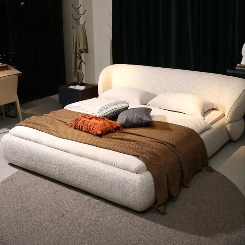 

Modern Minimalist Linen King Frame Bedroom Furniture Set Upholstered Velvet Leather Bed