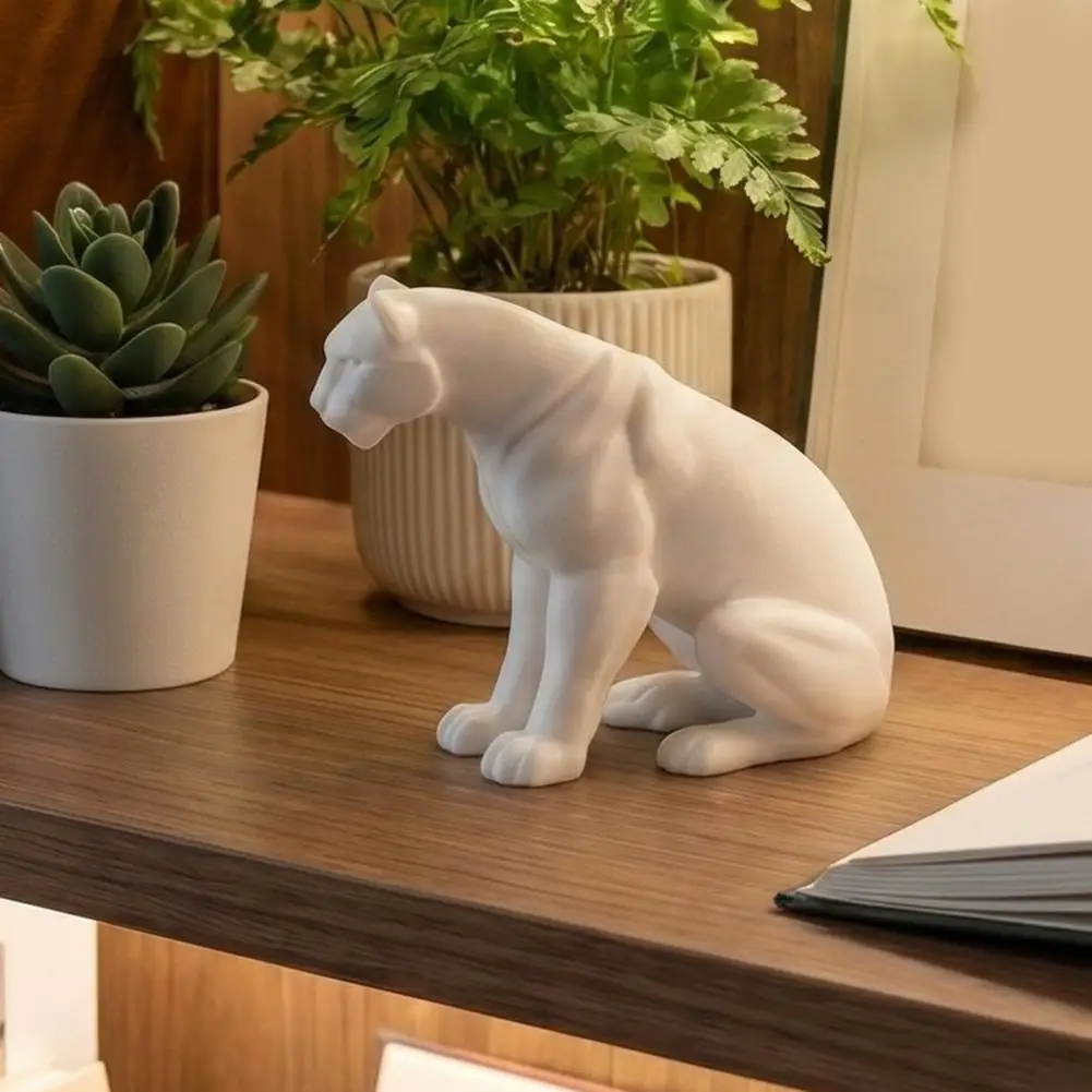 Sleek Panther Ornament Panther Figurine 3D Printed Black White Wildlife Figure Collectible Animal Sculpture for Home Office Desk