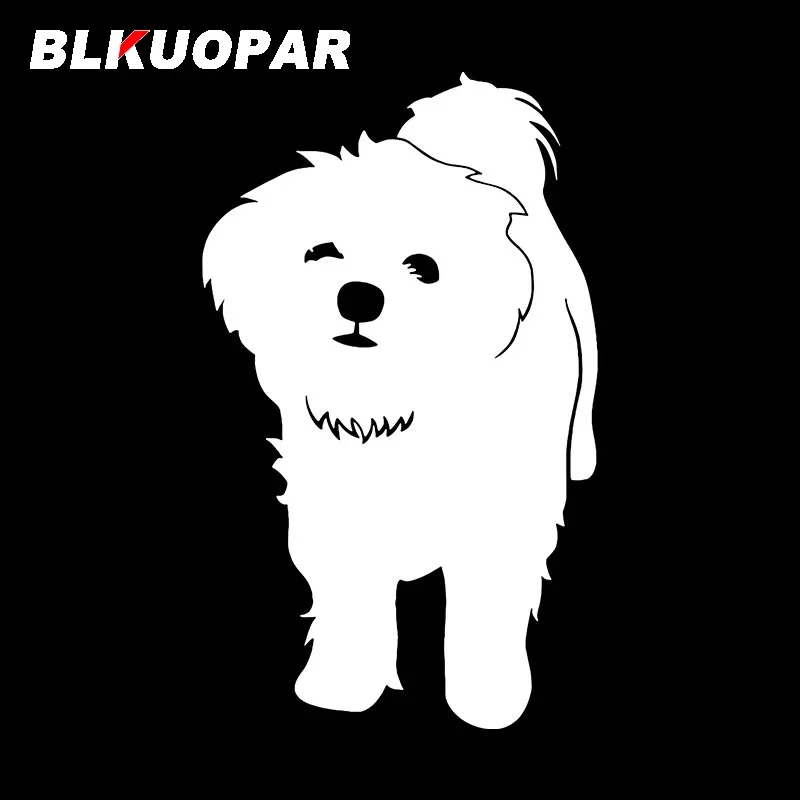 BLKUOPAR Maltese Dog Silhouette Car Stickers Cute Animal Decal Sunscreen Die Cut Surfboard Windshield Car Decoration