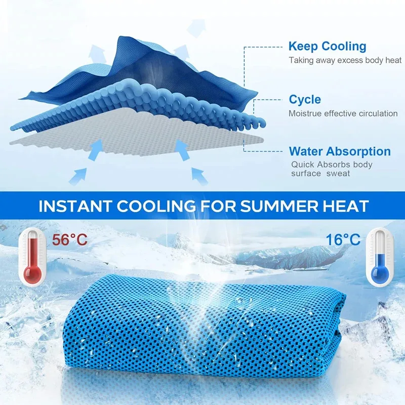 Outdoor Microfiber Quick Dry Cooling Ice Towel Sports Cold Towel for Fitness Camping Running Swimming Yoga Beach Towel Towel