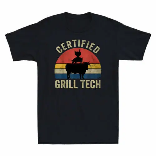 

Certified Grill Tech Smoked Meat BBQ Pitmaster Grilling Vintage Men's T Shirt