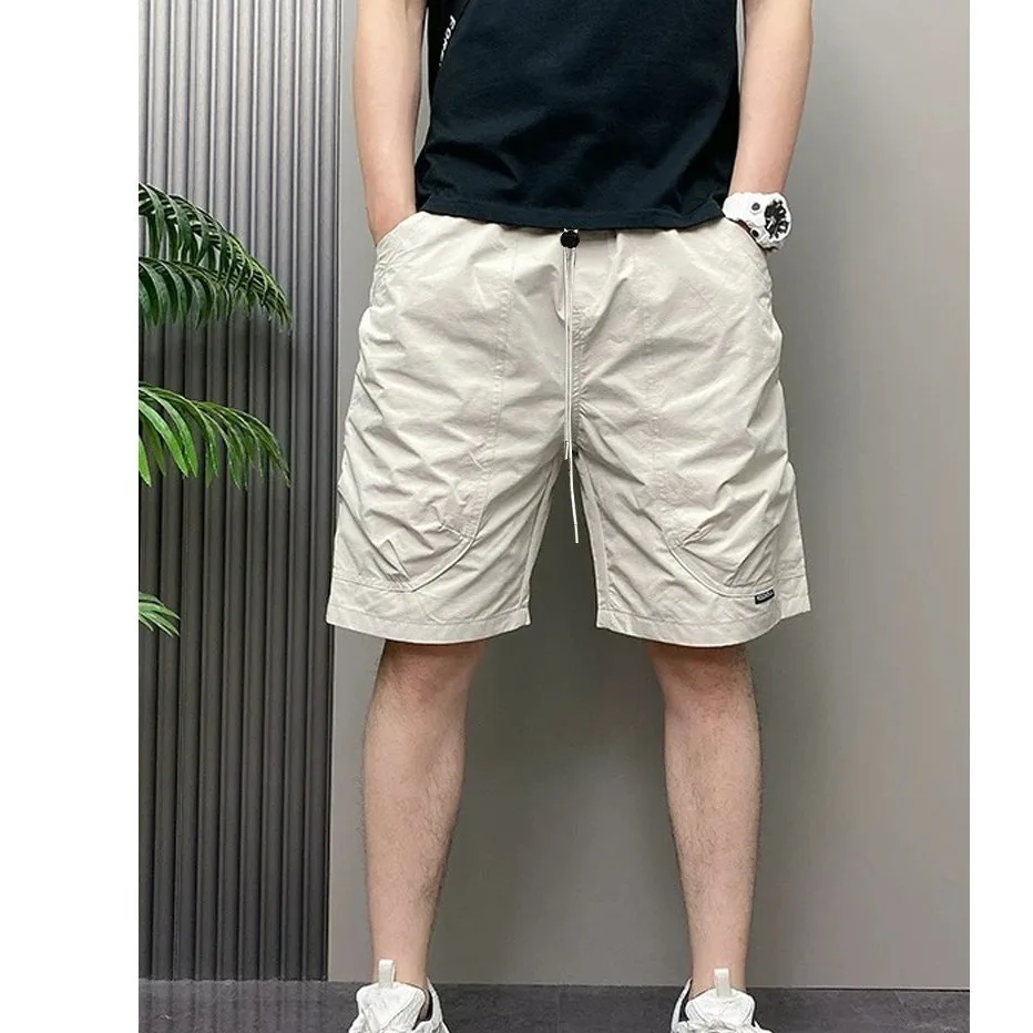 

Loose Men's ort Pants Retro Hong Kong Sle Five-Quarter Length Summer Faion Casual Polyester Fiber Straight Leg Trousers