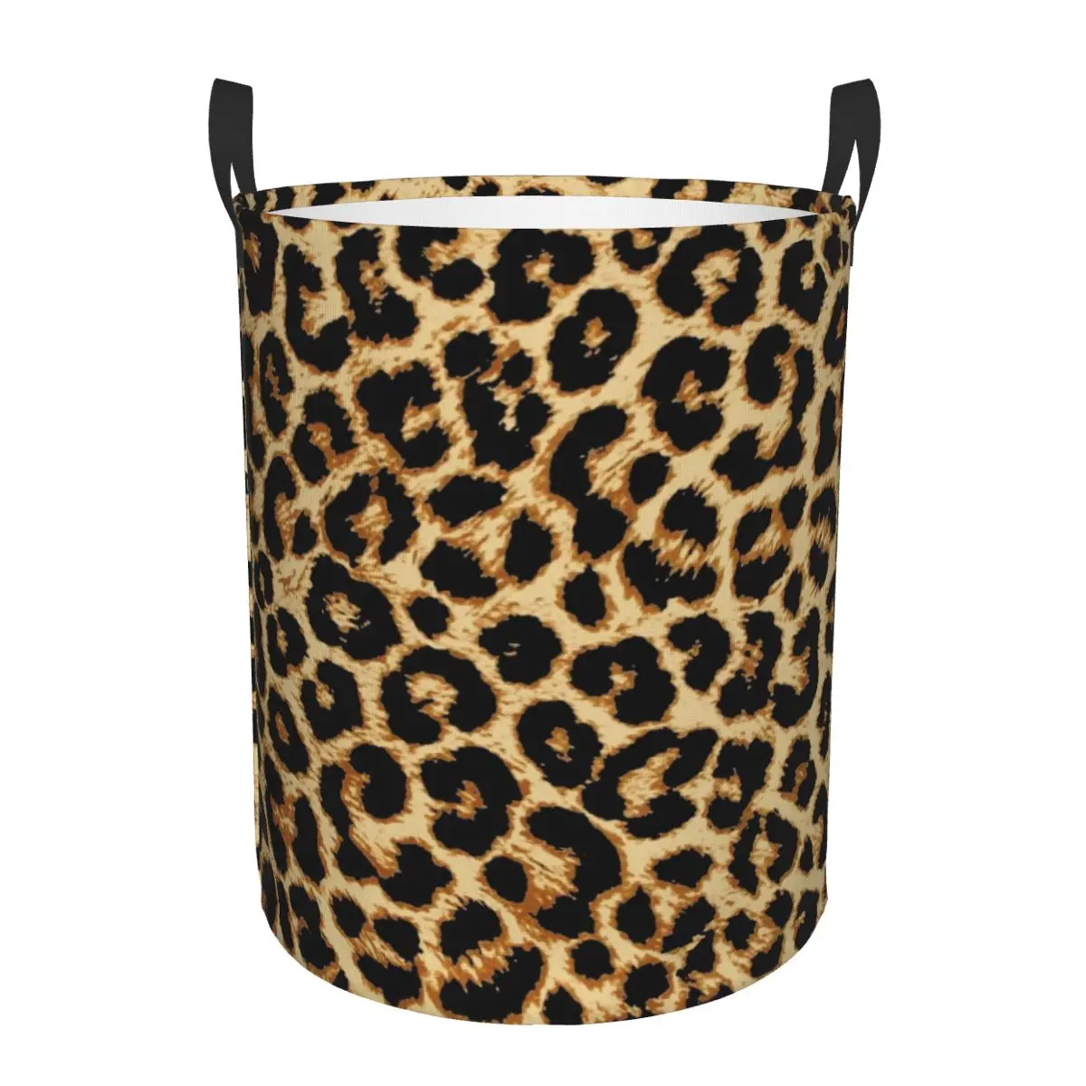 Custom Leopard Fur Skin Texture Laundry Hamper Large Storage Basket Tropical Wild Animal Girls Boys Toy Organizer