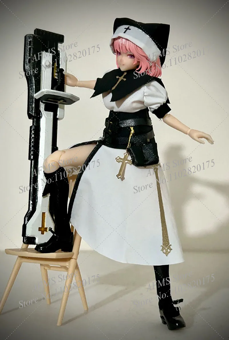 달팽이 껍질 1/12 여성 군인 수녀 뮤즈 수큐버스 루스티아 의상 세트 전투 장비 액세서리 6인치 액션 피규어 인형에 적합