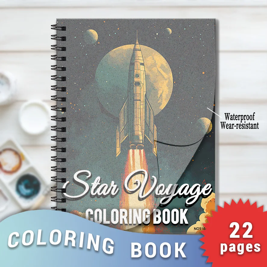 

Star Voyage Coloring Book - 8.3 x 11.2 inches 22 pages coloring book - helps relieve stress and emotions, positive thinking, sui