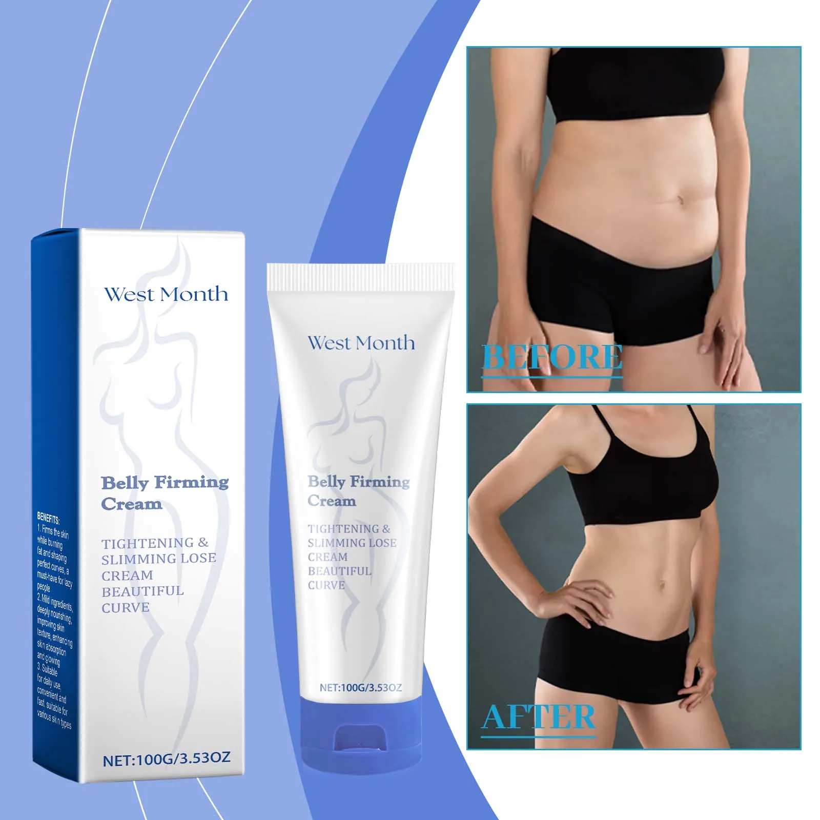 

WestMonth Body Firming Lactic Acid Firming Light Skin Shape Body Sculpting Daily Lazy Body Care Cream 3pcs