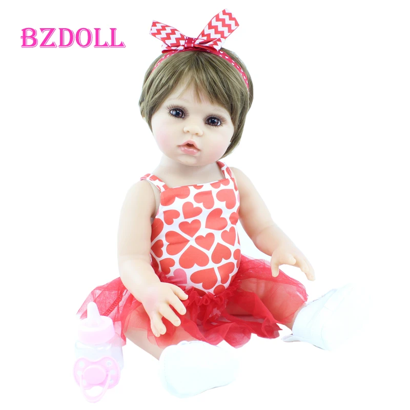 

Полный силиконовый корпус Reborn Baby Doll Toys Like Real, 19 дюймов и 55 см, виниловая игрушка для малышей, милый подарок на день рождения Bonecas Gilrs, игрушка для купания