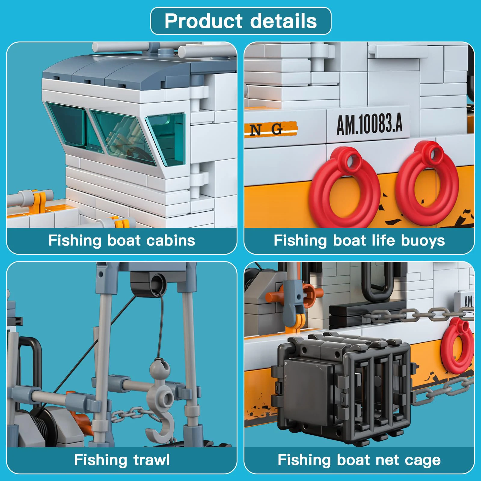 

MOULD KING 10083 420pcs Multifunctional Fishing Boat Model MOC Parts Building Block Brick Toy DIY Sea Vehicle Components