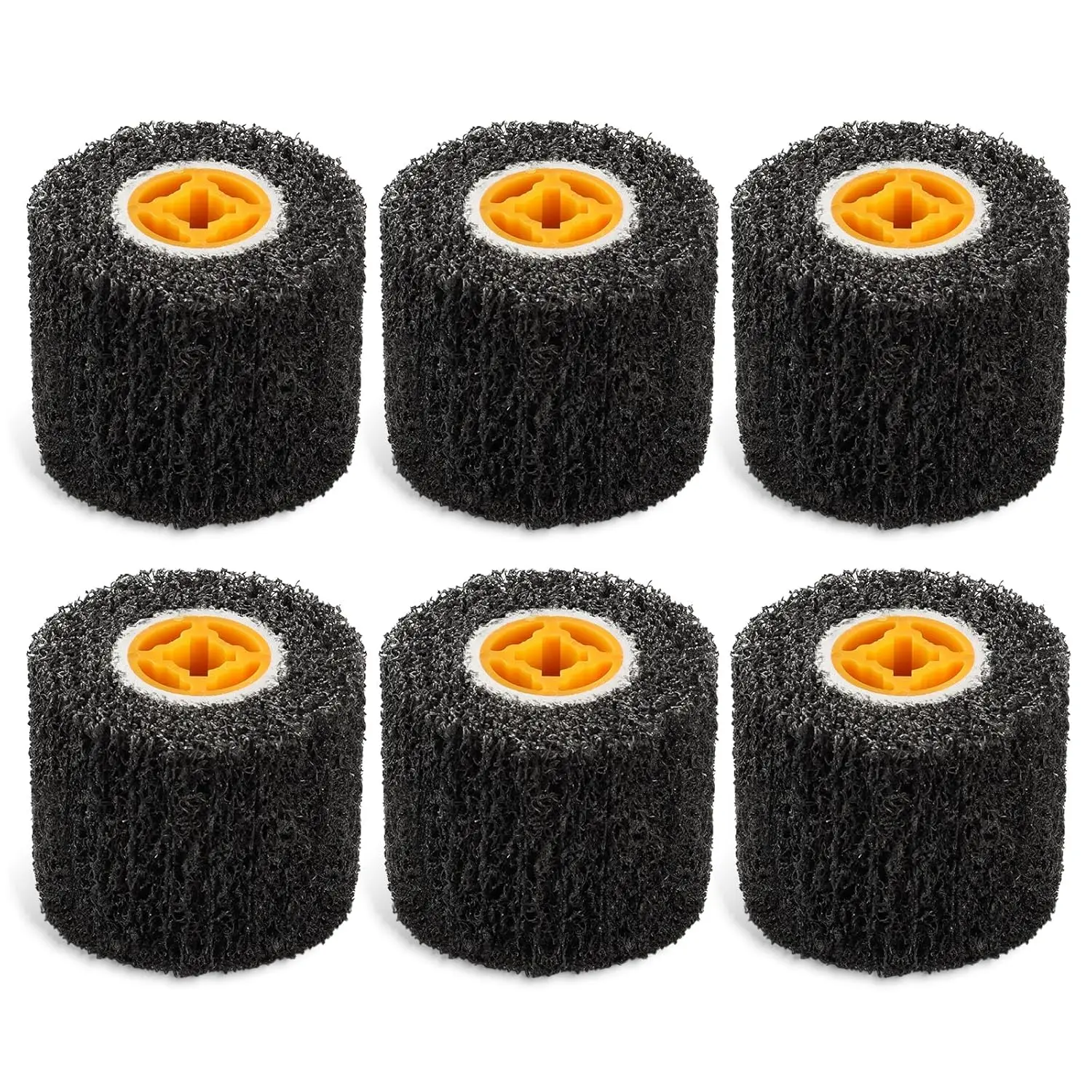 

6 Pack Abrasive Drum Paint and Rust Remover, 40 Grit Abrasive Wheel Wire Drawing Polishing Wheel , 4.5" x 4"