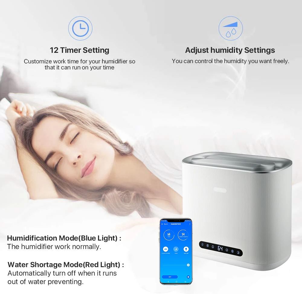 Shenzhen OEM 8L Large Capacity Water Tank Tuya App Cool Mist Water Spray Air Humidifier