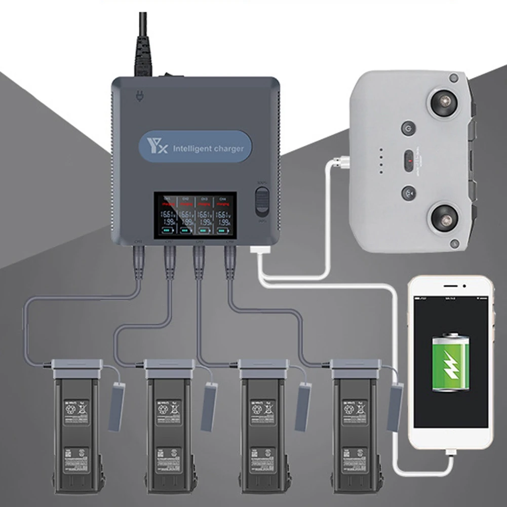 DJI Mavic 3 드론 배터리 충전 허브용 6 In 1 디지털 디스플레이 배터리 충전기 고속 스마트 배터리 충전기