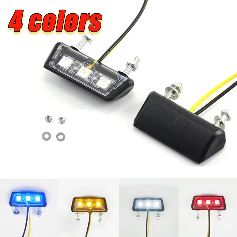 

12V Motorcycle License Plate LED Lights Waterproof License Plate Warning Lights Modified Universal Decoration Four Colors