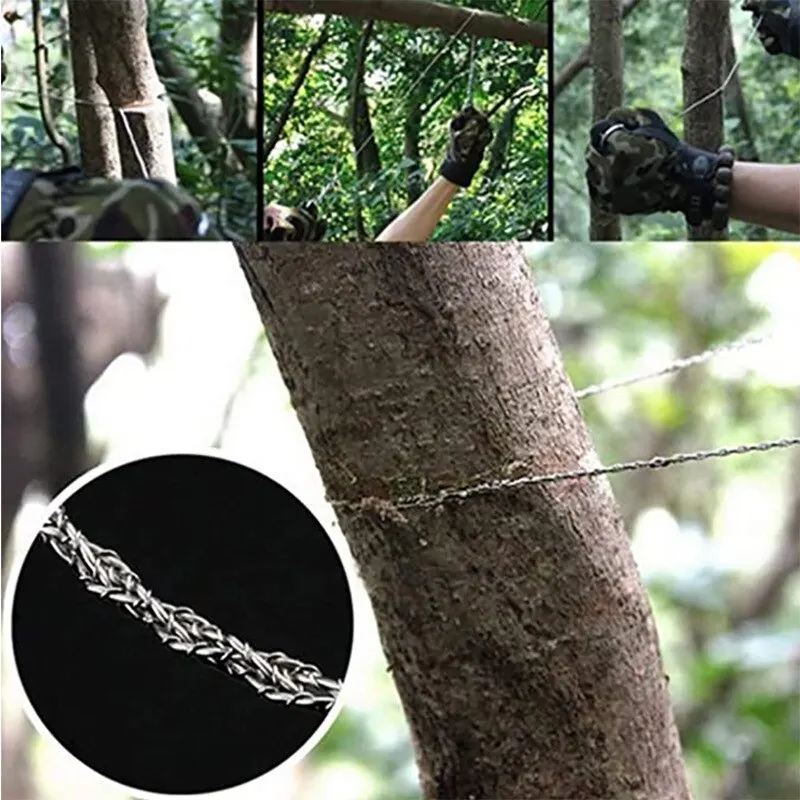 1pcs Stainless Steel Rope Chain Saws Security Escape Emergency Survival Gear Portable Outdoor String Wire Saw Carbon Ring Scroll