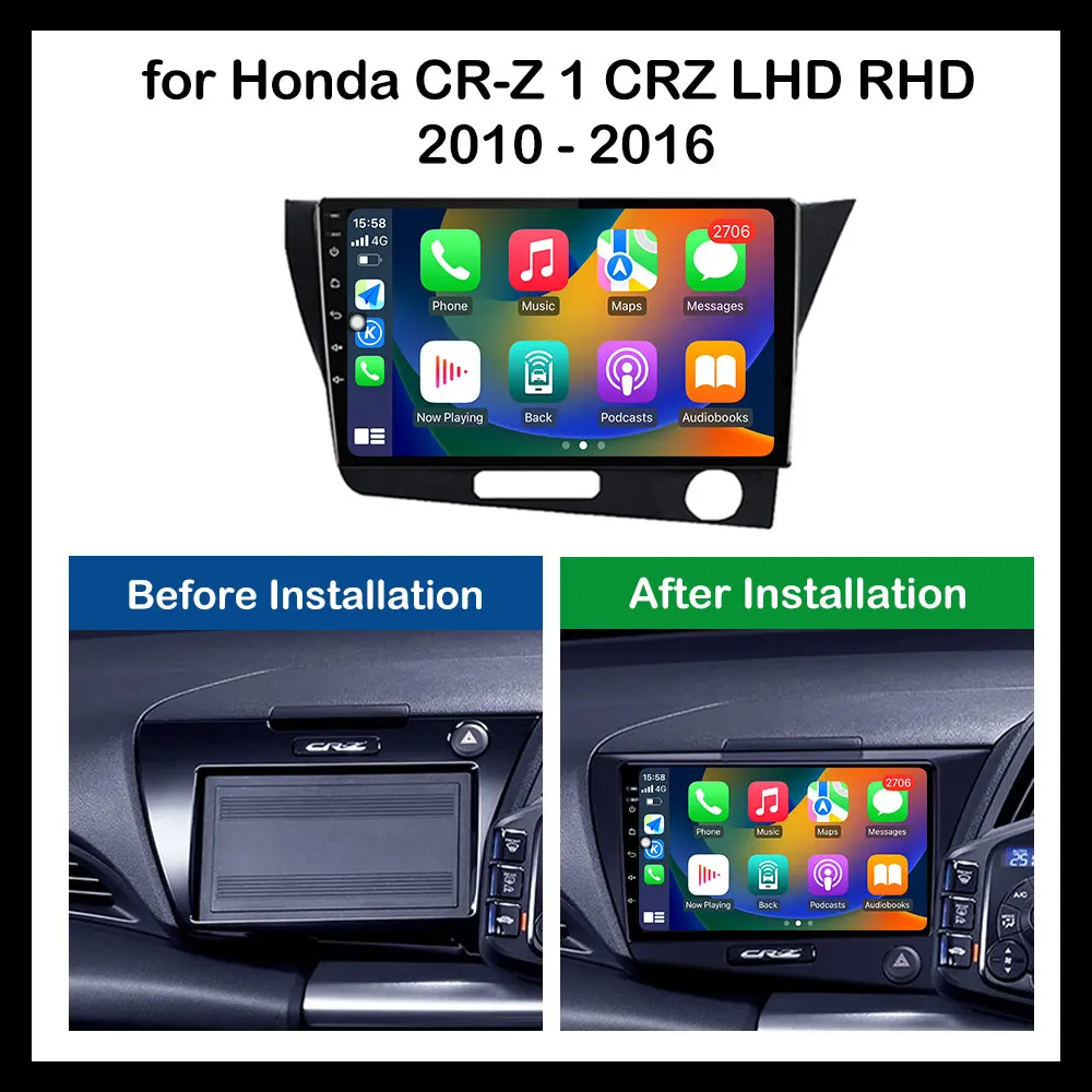 مشغل راديو متعدد الوسائط للسيارة مع نظام تحديد المواقع والملاحة ، نظام أندرويد ، وحدة رأس بلوتوث 4G ، هوندا * 1 CRZ LHD lrhd-من 9 in