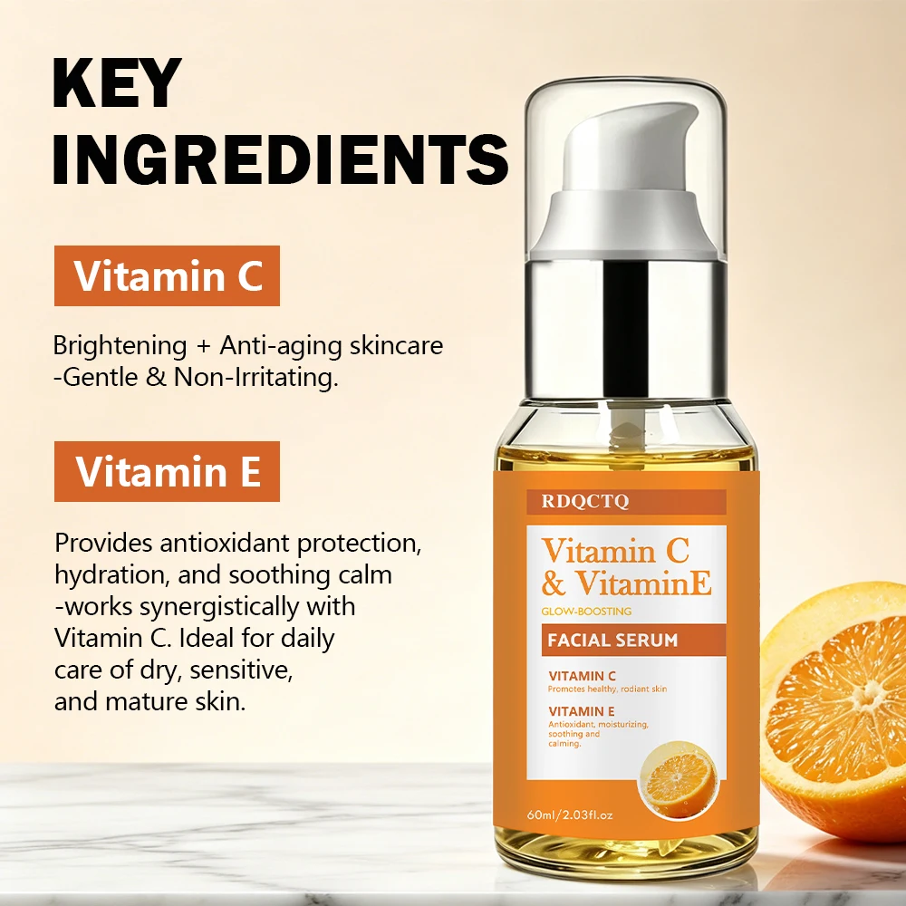 Facial Serum Vitamin C & E Hydrating Face Care For Daily Use Lightweight Fast-Absorbing Formula With Hyaluronic Acid Dry Skin Mo