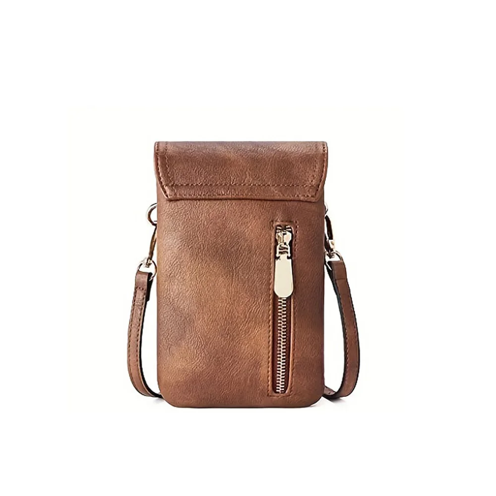 Fashionable and minimalist PU leather women's crossbody bag designer mobile phone bag change small bag women's single shoulder c