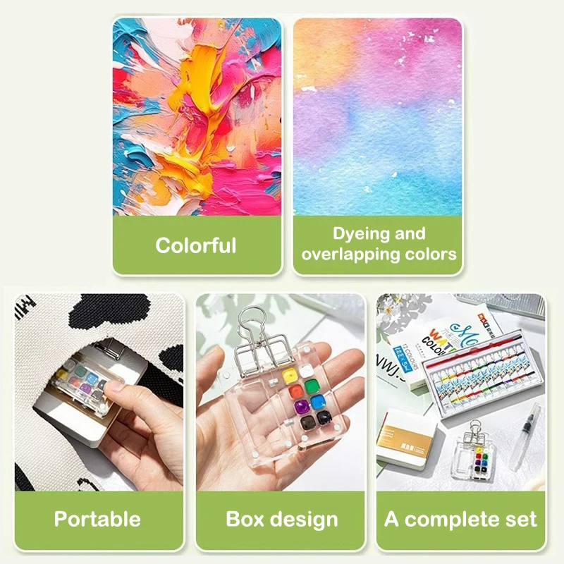 Travel Watercolour Paint Palette Set Mini Pocket Artist Watercolor Paint Palette Travel Sets For Painters Artists Students