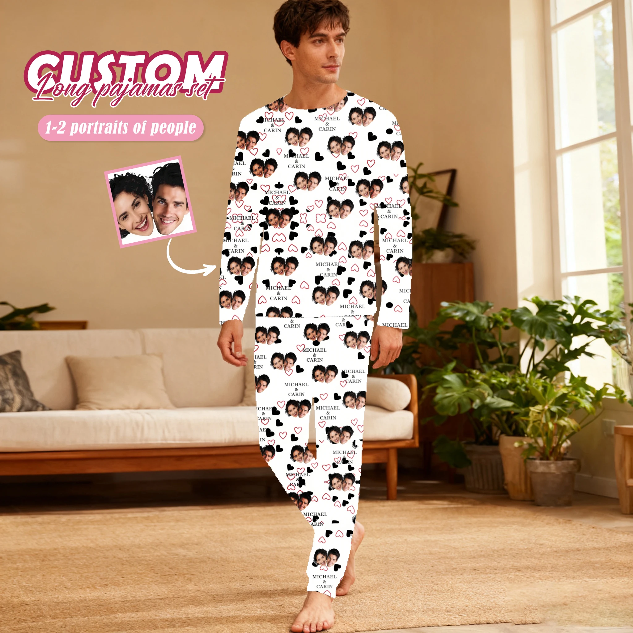 

Custom Christmas Face Family Pajama Sets Personalized Photo Homewear Set