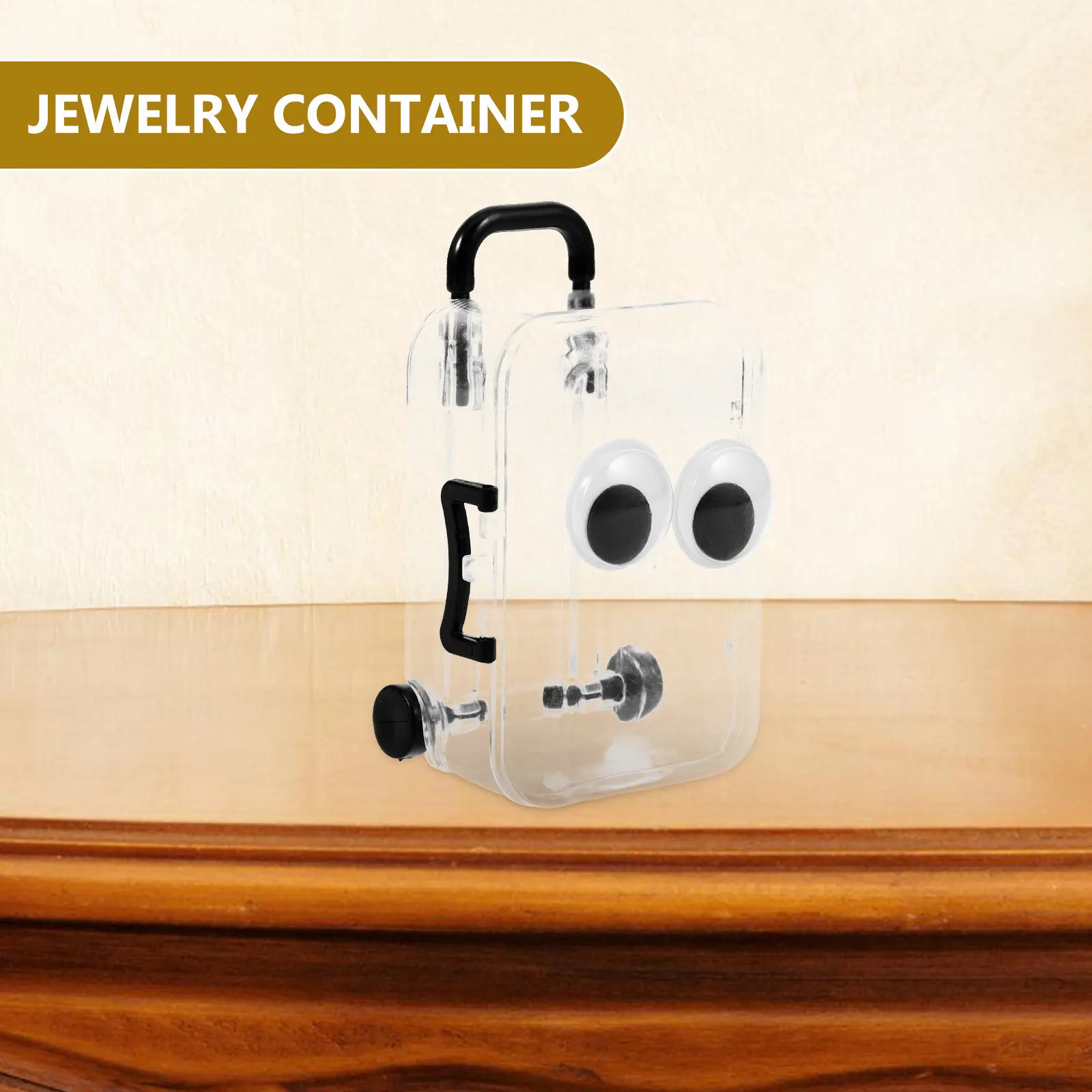 Ultra Small Clear Suitcase Style Jewelry Box Portable Expandable Wheel Design Removable Interior Tray Jewelry Organizer Travel