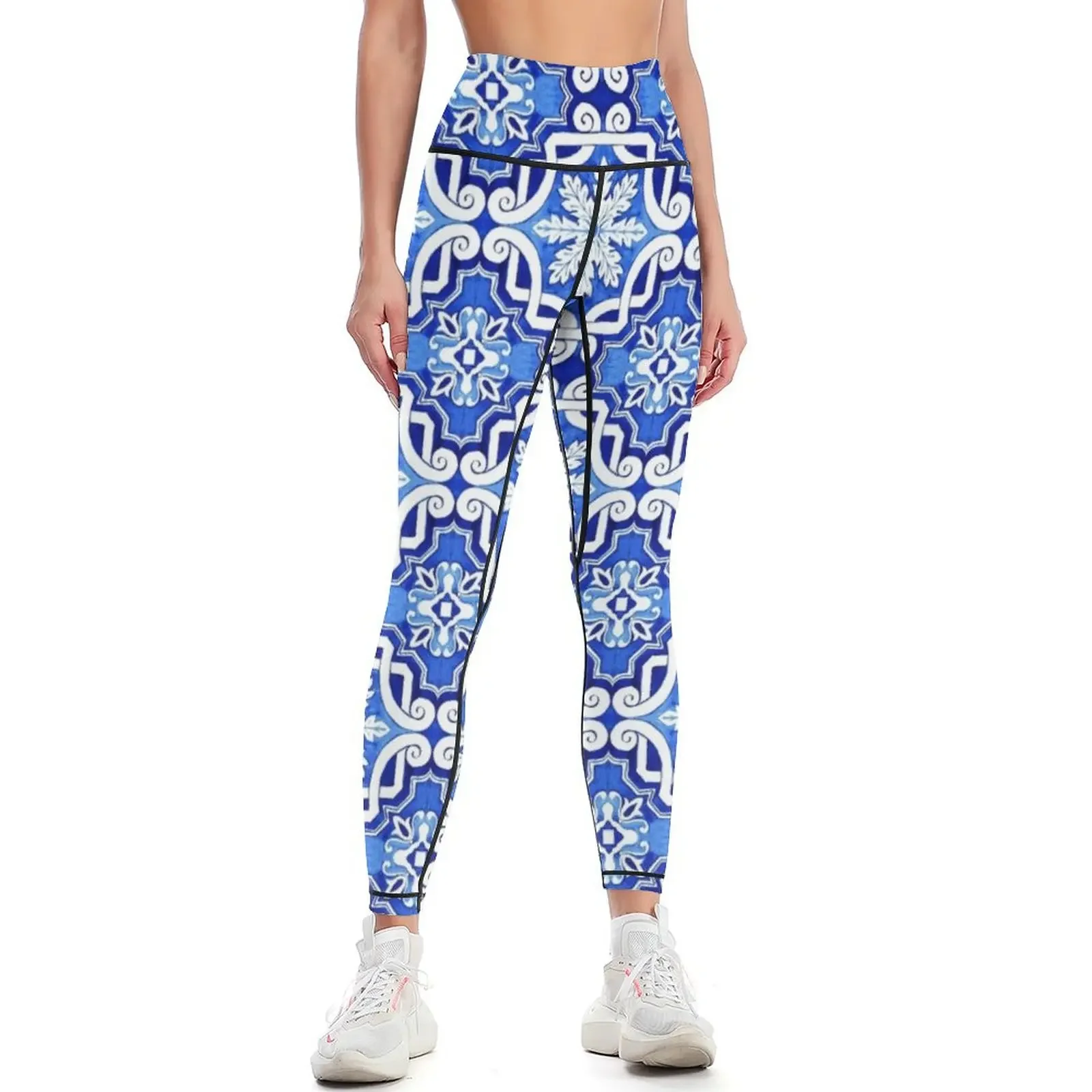 

Azulejo Portuguese Tile Watercolor Artwork 16 Leggings Women's sports pants for fitness sport legging Womens Leggings