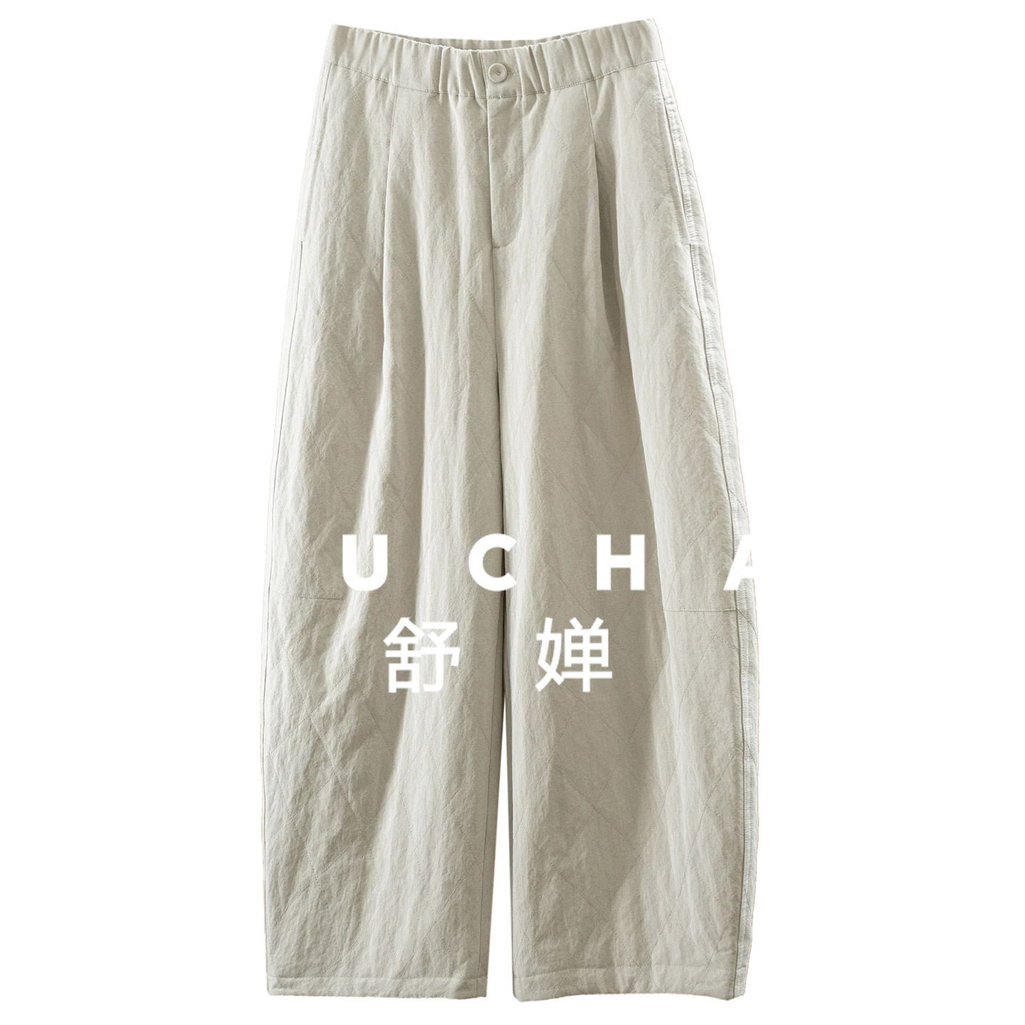 十分な力で引っ張れ！ 菱形キルティング ルーズアクセント シクルバナナ ナインポイント コットンパンツ レディース 01G0