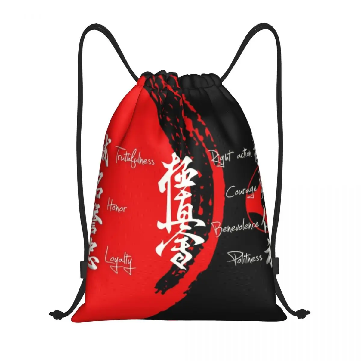 

Custom Kyokushin Karate Bushido Values Drawstring Bag for Shopping Yoga Backpacks Men Women Martial Arts Sports Gym Sackpack