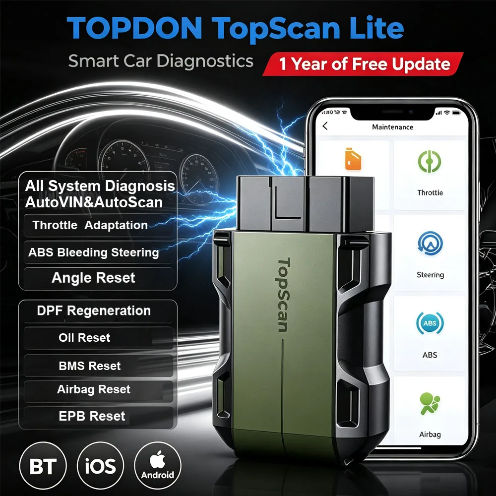 New TOPDON Lite Scanner Full System Active Test TOPDON TopScan Lite 1 Year of Free Update 8 Special Functions 70+ Brands