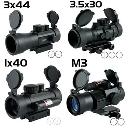 3x44 Red Dot Sight Tactical 1x40 Red Green Airsoft Riflescope Hunting Optical Collimator with 20MM Rail for Outdoor Shooting