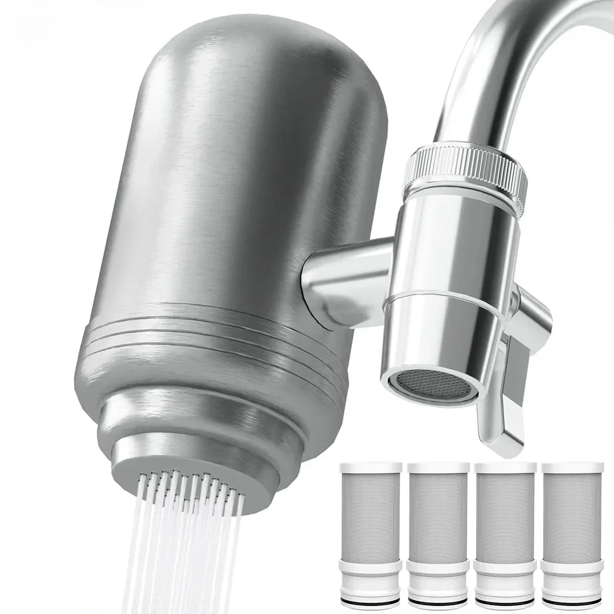 

Stainless Steel Faucet Tap Water Filter Purifier System, NSF Certified Reduces Lead, Chlorine & Bad Taste Kitchen