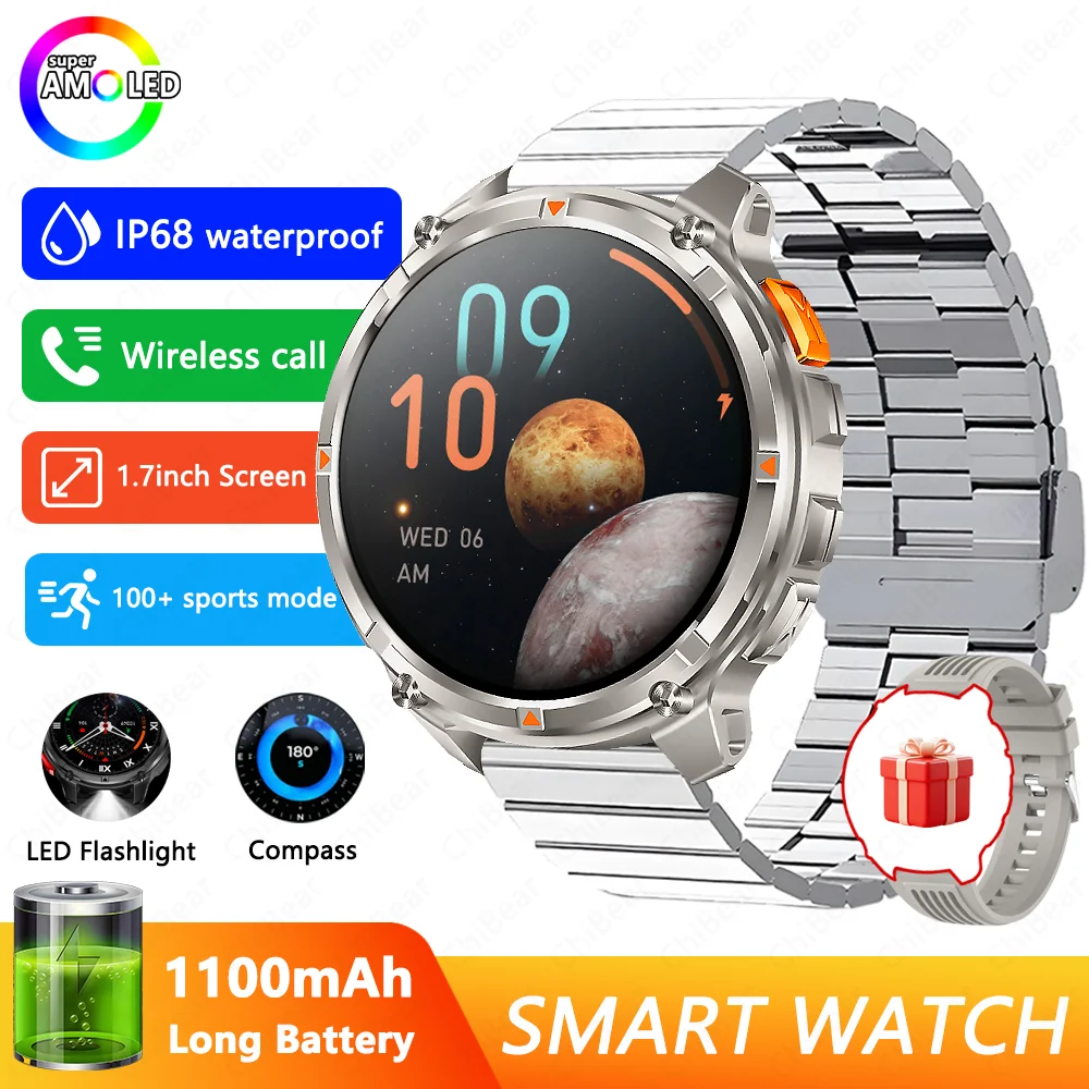 2026 Nieuwe T-Rex3 Pro 1100 mAh Batterij Smart Horloge GPS pad 5ATM Waterdichte Sport Run tracker Buiten Kompas Militaire Smartwatch