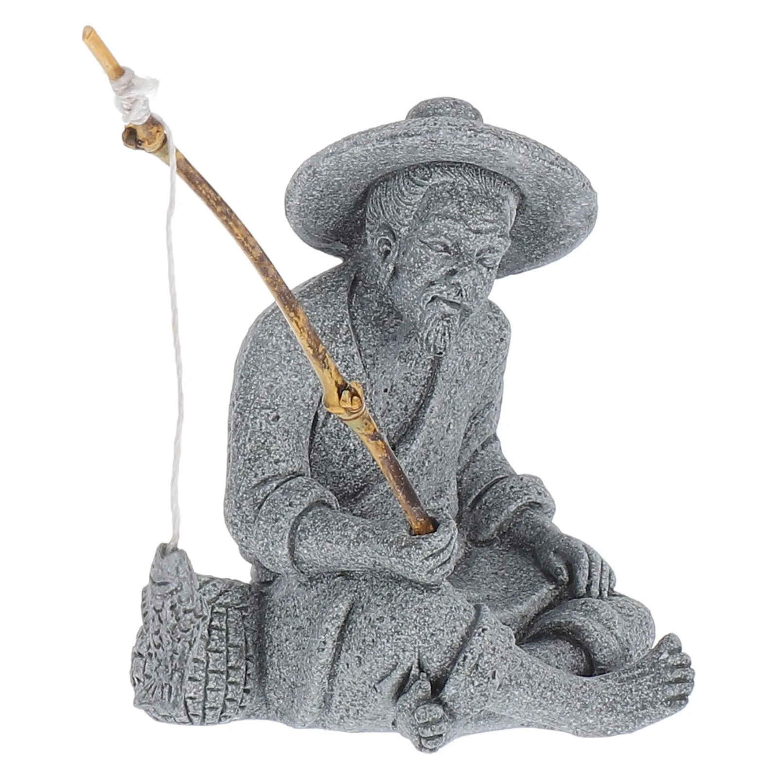 

Mini Fisherman Ornament Detailed Chinese Fisherman Statue for Bonsai Aquarium Garden Outdoor Decorative Sculpture