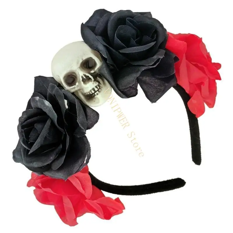 

Witch Skull Dark Flower Headwear Party Headband Devil Skull Animation Hair Hoop for Live Show Role Play D08E