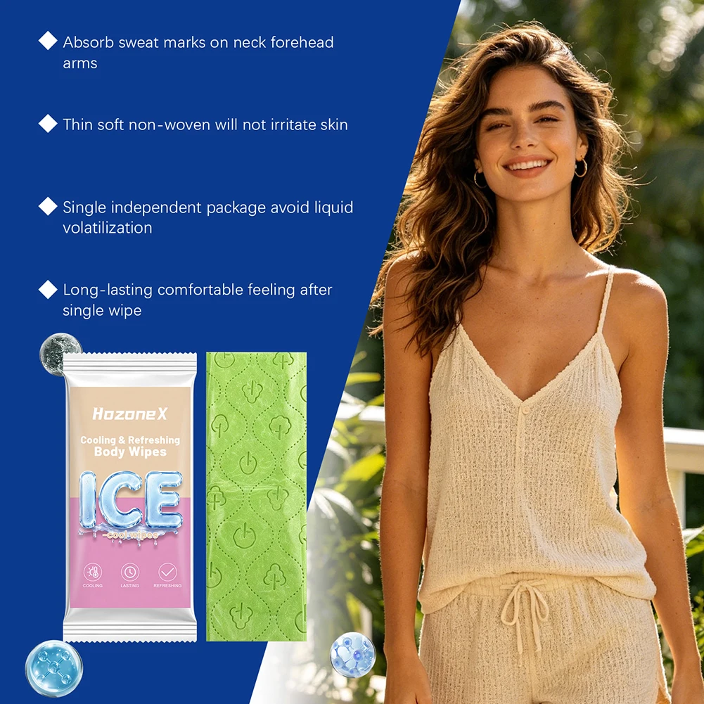Sports Cooling Wipe For Sweat,Instants Cooling Wipe For Heat,Individually Wrapped Non-Rinse Cooling Towel,For Hot Weather