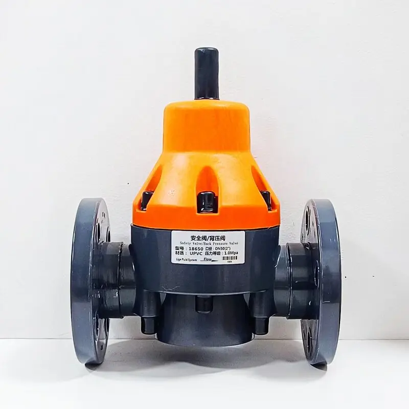 PPH Stainless Steel Plastic UPVC Flanged Back Pressure Safety Valve/Pressure Relief Valve DN15/20/25 Pressure Regulation