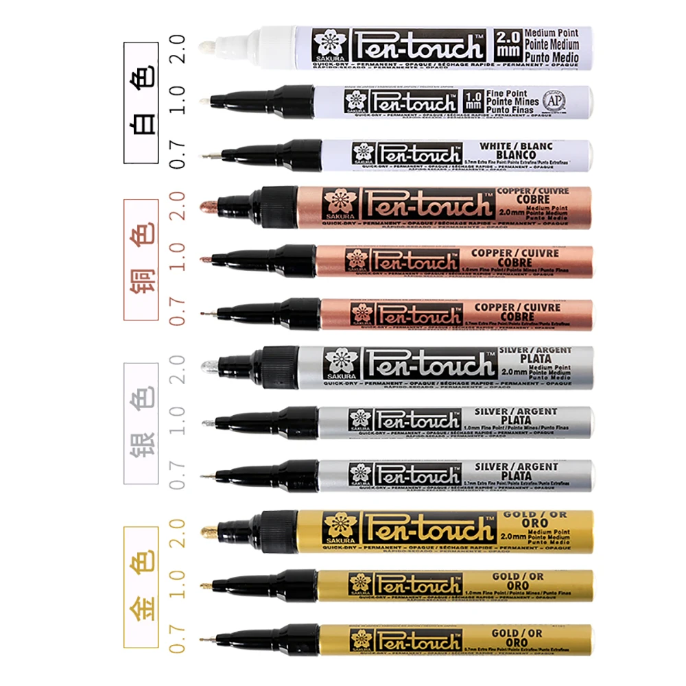 Color Markers Japanese SAKURA Paint Pen Waterproof Non Fading Signature Pen Metal Silver Touch Up Paint Oily White  Marker Pen