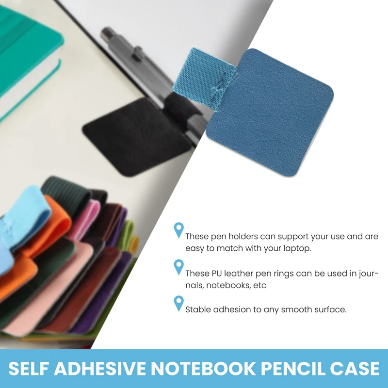 12 Pcs Self-Adhesive Notebook Pen Loop Holder Set,Faux Leather Pen Holder With Elastic Loop For Pens