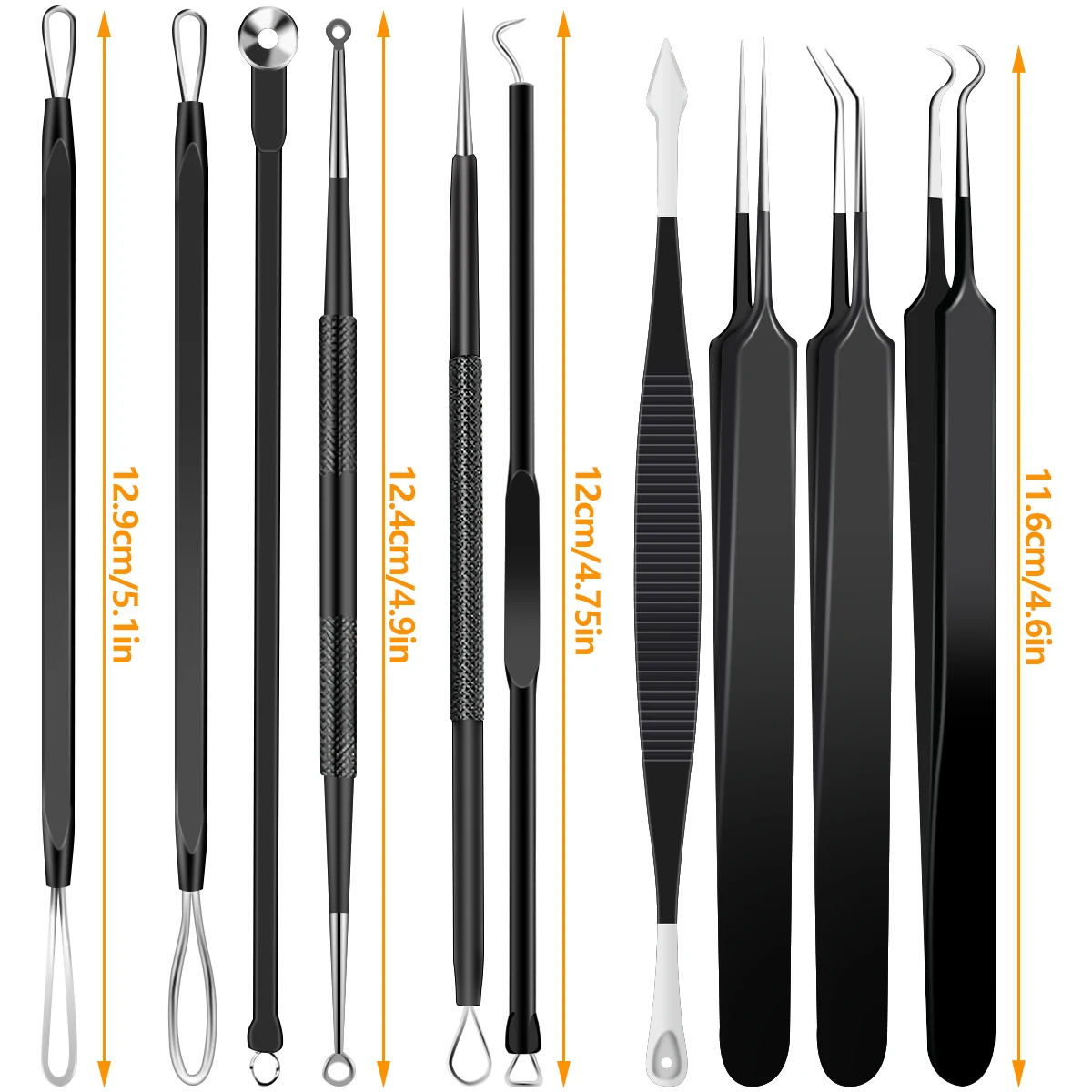 10 pçs remoção de acne agulha e clipe ferramenta de remoção de espinha cravos removedor de acne rosto limpeza removedor espinha facial poros limpo