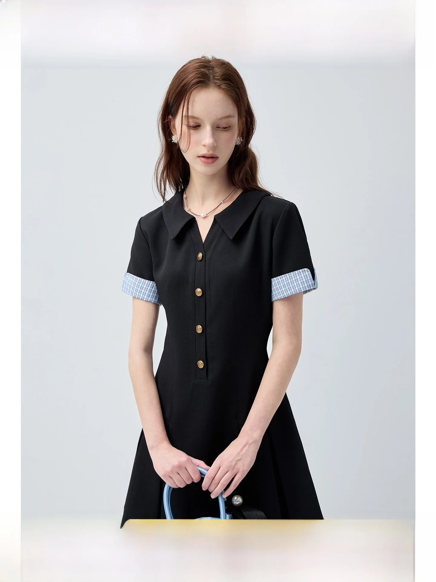 

V-Neck A-Line Dress Slimming Waist Design Commute Friendly Summer Long Dress Elegant plus Size Women's Clothing