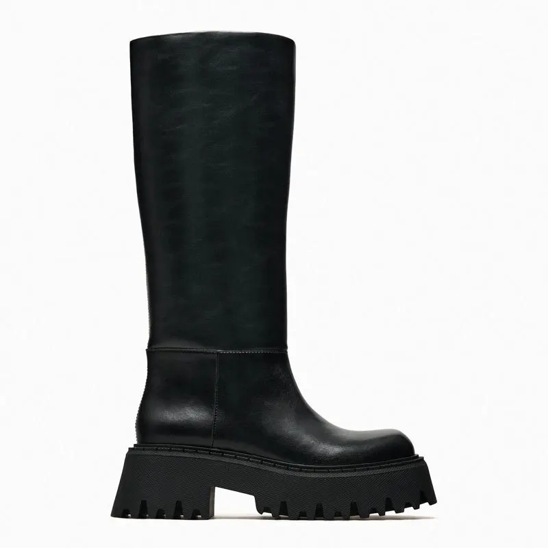 Ladies Fashion Knee Boots High Heels Thin Tall Autumn Winter Warm Thick Sole Elastic Boots Tall Rider Boots Botas De Mujer