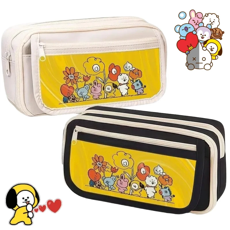

BT21 merchandise Anime Cartoon Cute Student Pencil Case Kawaii Unisex Large Capacity Stationery Storage Pencil Box Support Gift