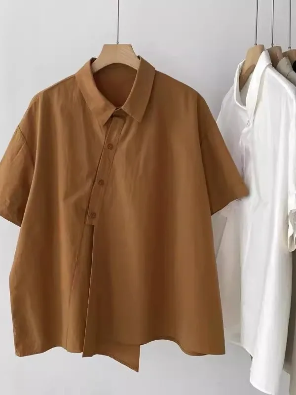 

plus Size 300 Pou Summer Thin Design ort Sve Men's irt Retro Japanese Sle Loose Fit Youth Trend Straight Hem Top