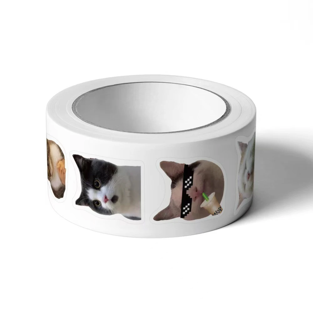 500 pezzi/rotolo adesivi astratti per gatti carini - decalcomanie creative fai da te per bagagli, laptop, telefono e bottiglia d'acqua