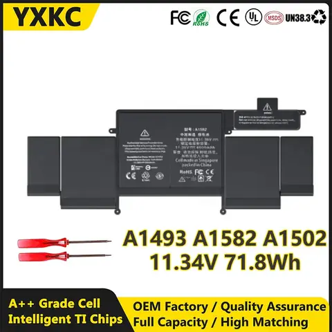 A1493 A1582 A1502 Laptop Battery 6330mAh 11.34V 71.8WH for Apple MacBook Pro 13 inch Retina A1493 Early 2015,Mid 2014, Late 2013